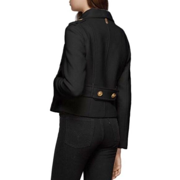 Mackage NEW Lana Cashmere Wool Double Breasted Cropped Coat Jacket Black Large - Picture 2 of 16
